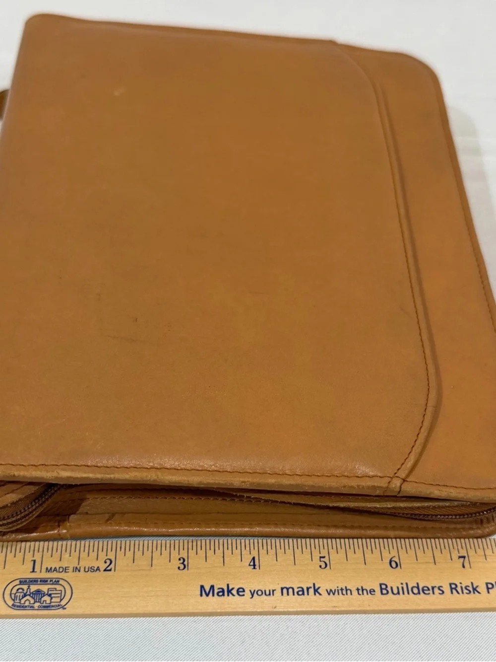 Vintage Leather Day Runner Pro Planner 3 Ring Zip Close Camel Tan 8x10